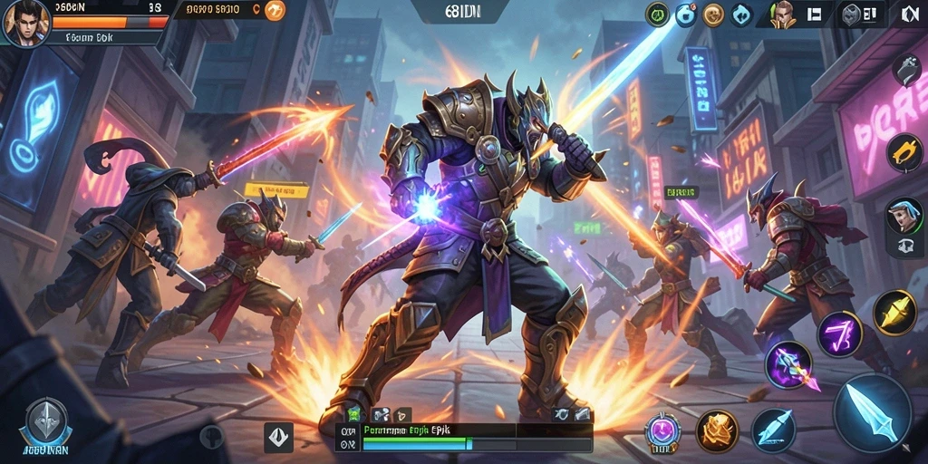 Tampilan gameplay epik di 68IDN dengan karakter bertarung.