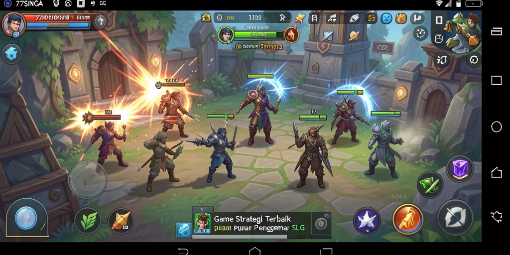 Screenshot gameplay menampilkan aksi strategi SLG yang mendebarkan.