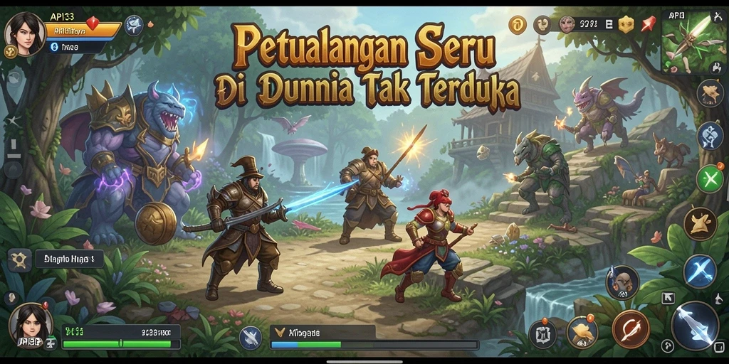 Tangkapan layar utama menunjukkan momen seru dari gameplay petualangan API33.
