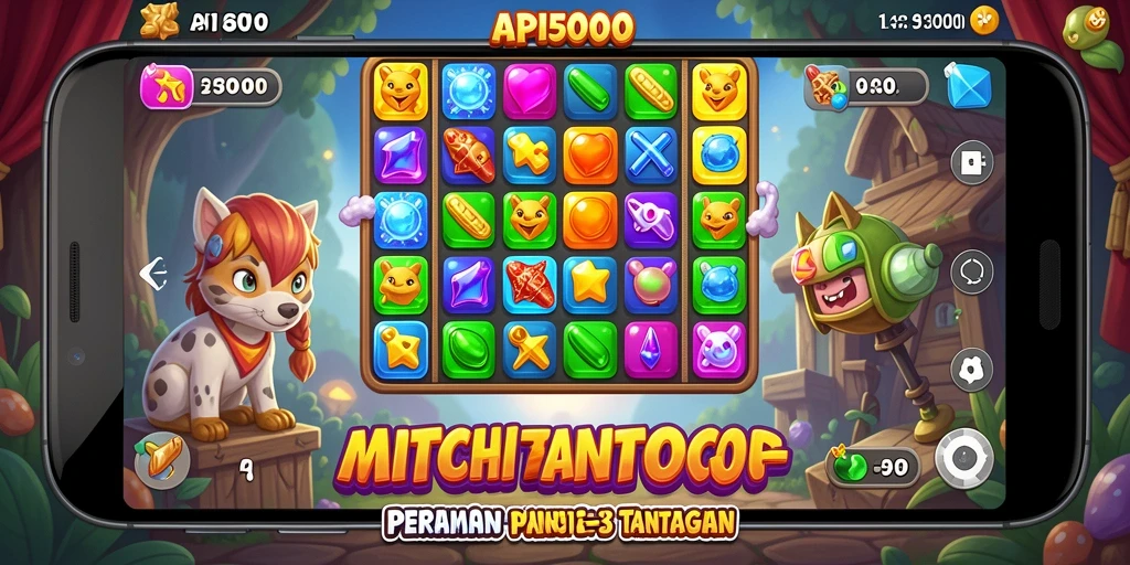 Tangkapan layar gameplay API5000 menampilkan aksi Match-3 yang seru.