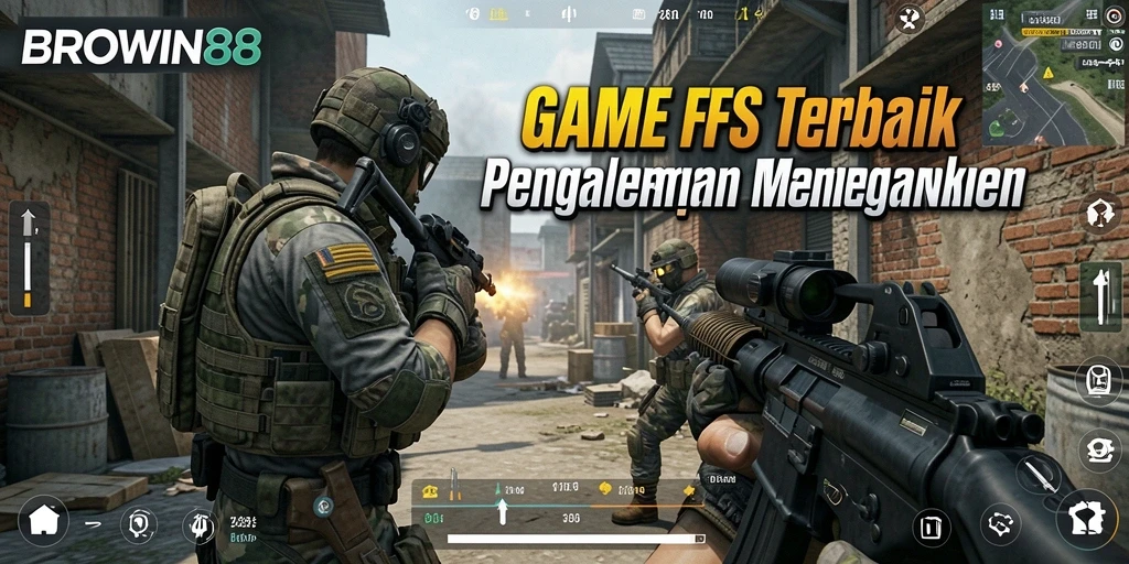 Gameplay <strong>BROWIN88</strong> menampilkan pertempuran FPS yang intens dan strategis.