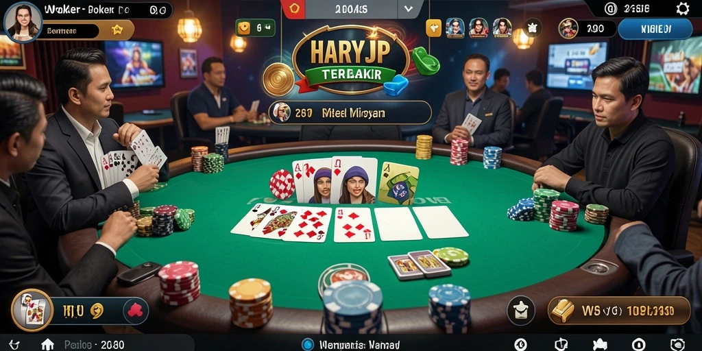 Tampilan gameplay Poker yang seru dan mendebarkan.
