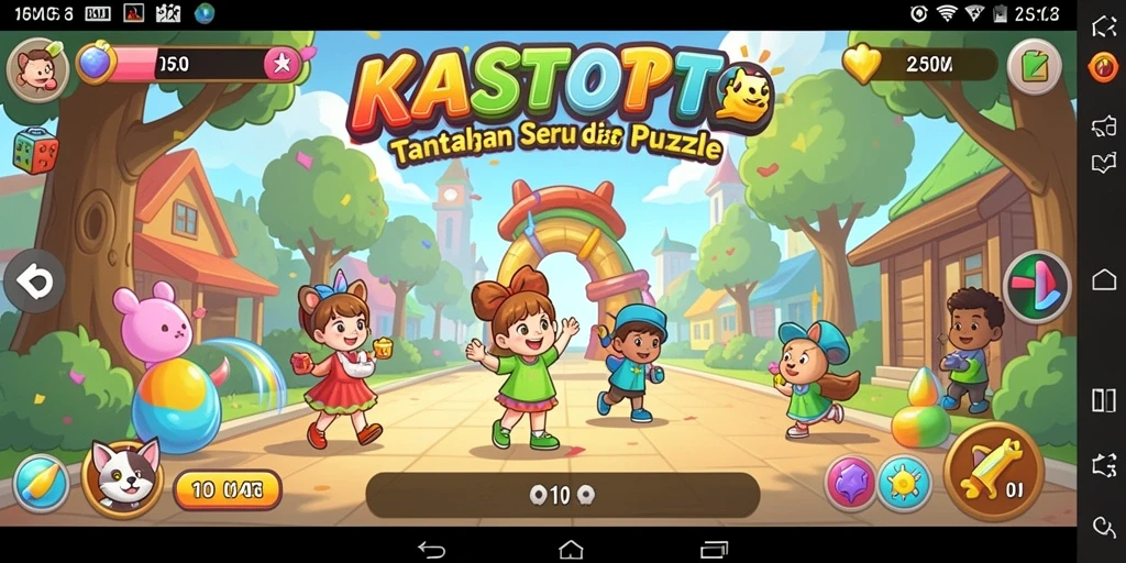 Screenshot gameplay utama KASTOTO dengan tantangan puzzle yang menarik.