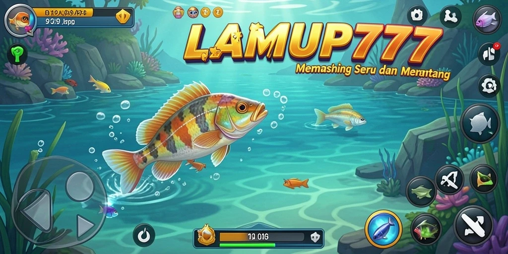 Screenshot gameplay LAMPU777 menampilkan pemain berburu ikan di laut.