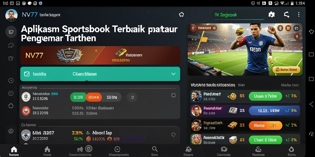 Screenshot NV77 menunjukkan antarmuka menarik untuk taruhan olahraga.