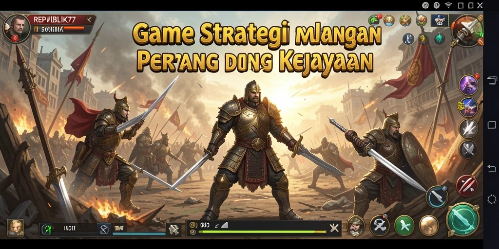 Tampilan gameplay epik dalam REPUBLIK77 saat pertempuran.