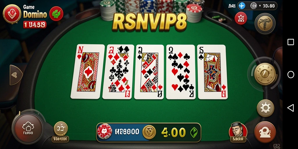 Screenshot utama RSNVIP8 menampilkan aksi seru permainan Domino.