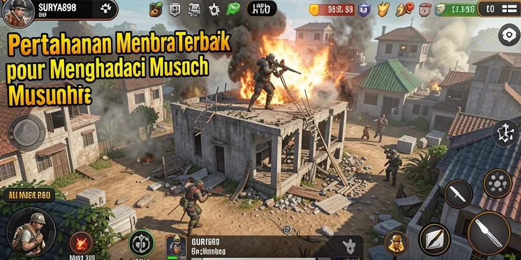 Screenshot gameplay SURYA898 menampilkan aksi menara pertahanan yang menegangkan.